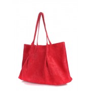 Красная велюровая сумка с ручками