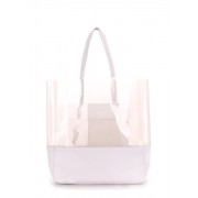 Стильная полупрозрачная лаковая сумка белого цвета