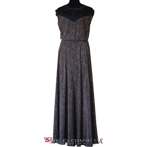 Длинное шёлковое платье с леопардовым принтом