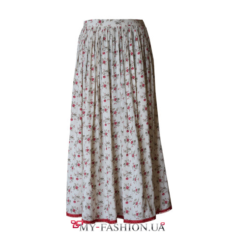 Светлая батистовая юбка с цветочным принтом