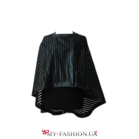 Чёрная накидка из прозрачного полосатого фатина