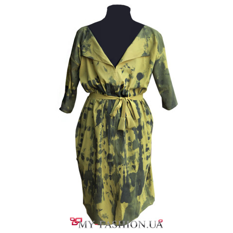 Жёлто-чёрная трикотажная туника с глубоким декольте Жёлто-чёрная трикотажная туника с глубоким декольте