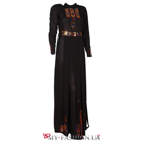 Изумительное чёрное платье с длинным рукавом