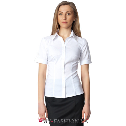 Классическая белая блузка с коротким рукавом
