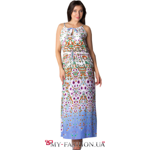 Яркое летнее платье-сарафан из хлопкового трикотажа