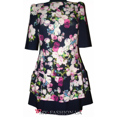 Короткое шифоновое платье с воланами