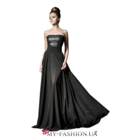 Длинная чёрная юбка из прозрачного шифона Длинная чёрная юбка из прозрачного шифона