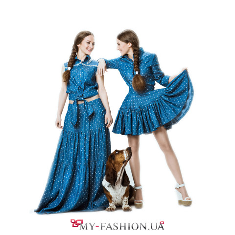 Хлопковый топ с оборками и поясом