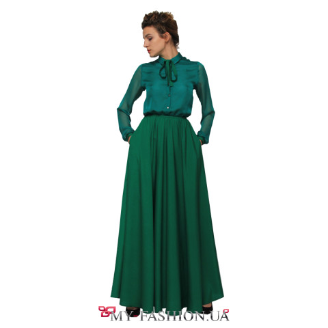 Двухцветное длинное платье "Эхинацея"