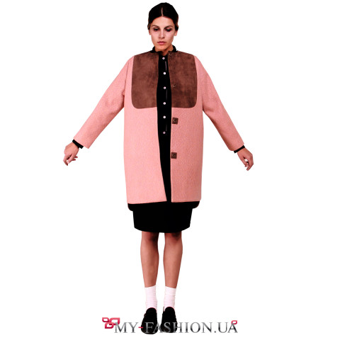Шерстяное пальто нежно-розового цвета