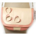 Бежево-розовая сумочка из натуральной кожи