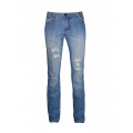 Голубые дизайнерские джинсы с потёртостями