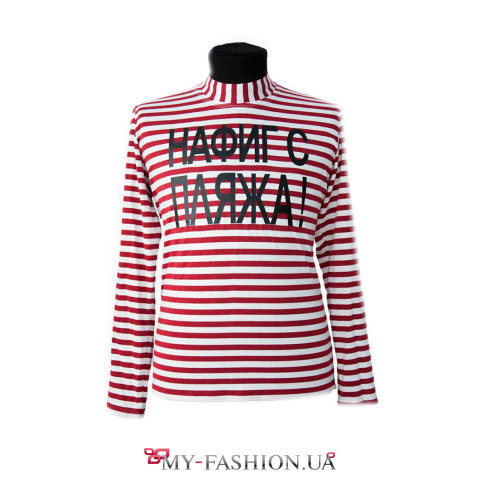 Трикотажный полосатый реглан с надписью