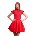 Короткое красное платье с пышной юбкой из неопрена